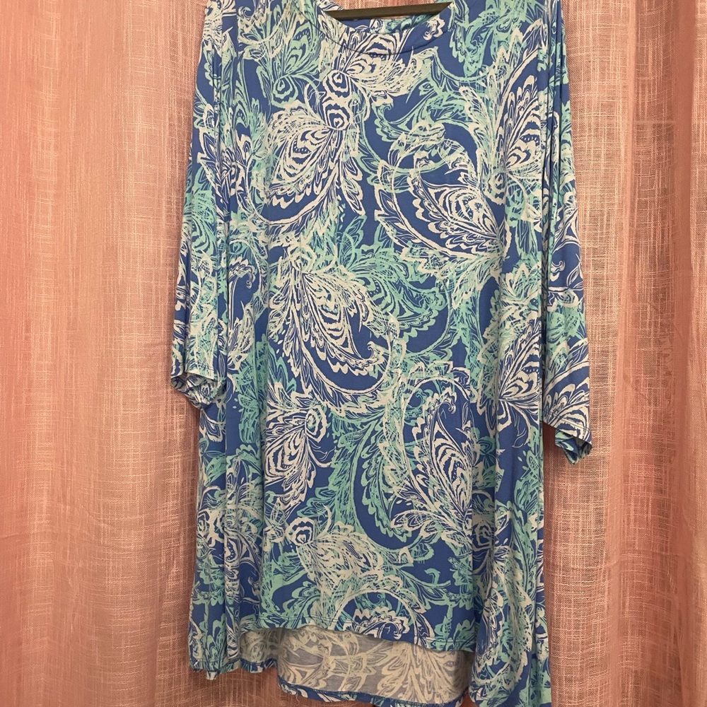 Belle by Kim Gravel Blue & Aqua Paisley Tunic